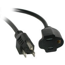 C2G Outlet Saver Power Extension Cord 1ft Black 0.3 m NEMA 5-15P