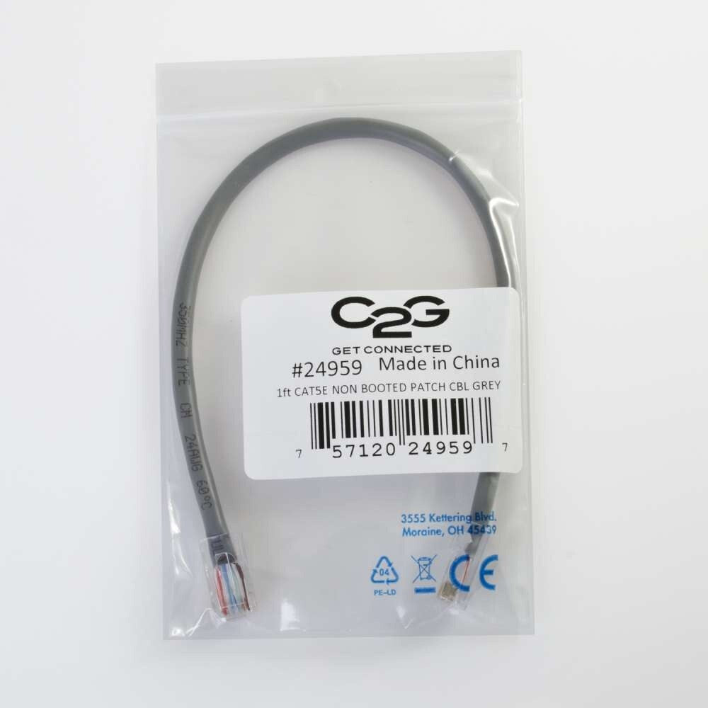 C2G 1ft (0.3m) Cat5e Non-Booted Unshielded UTP Ethernet Network Patch Cable - Gray