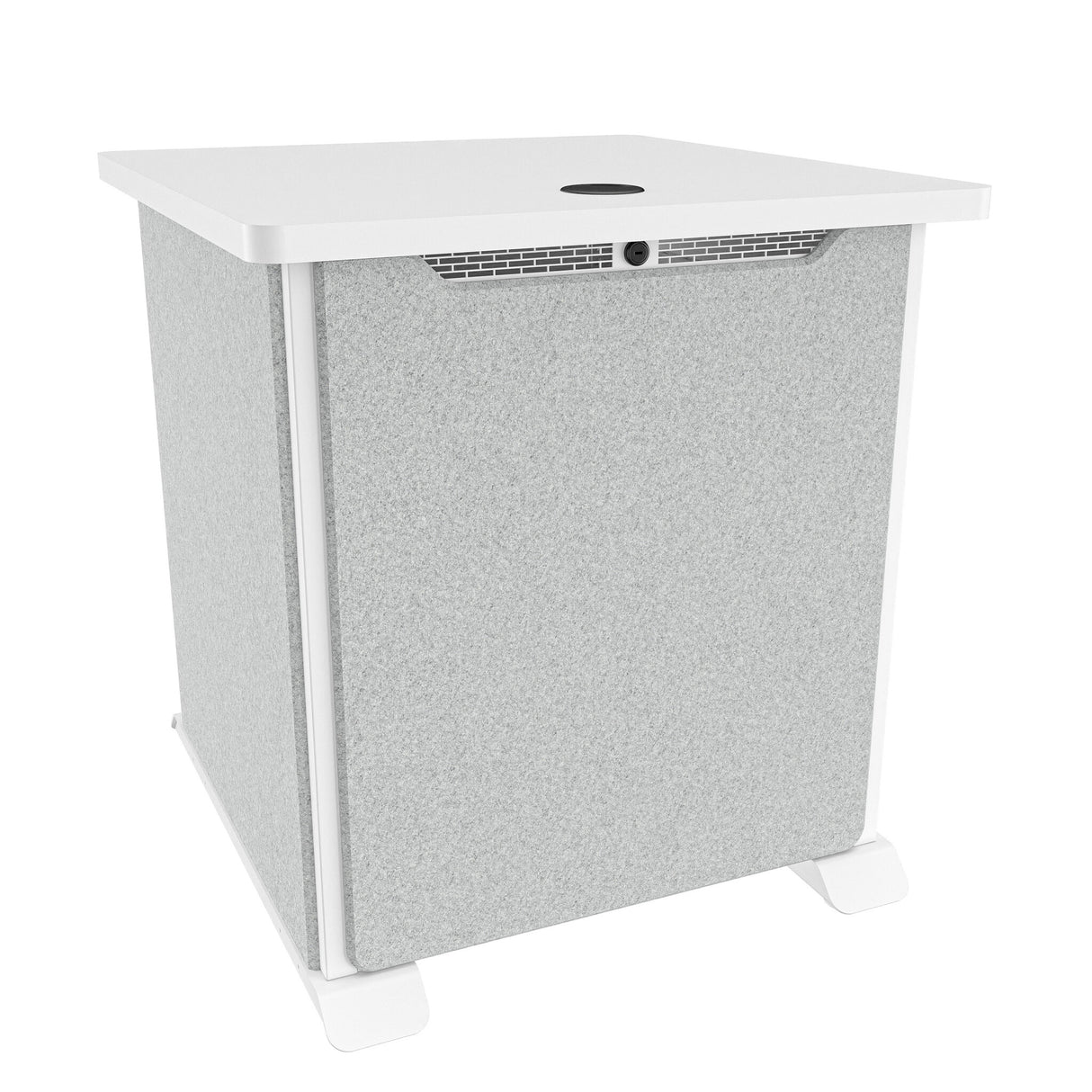Middle Atlantic Forum ForumTM Side Cart Rack, 12RU, 27" Deep, Wilsonart® Designer White, White Powdercoat, Silver Gray Felt