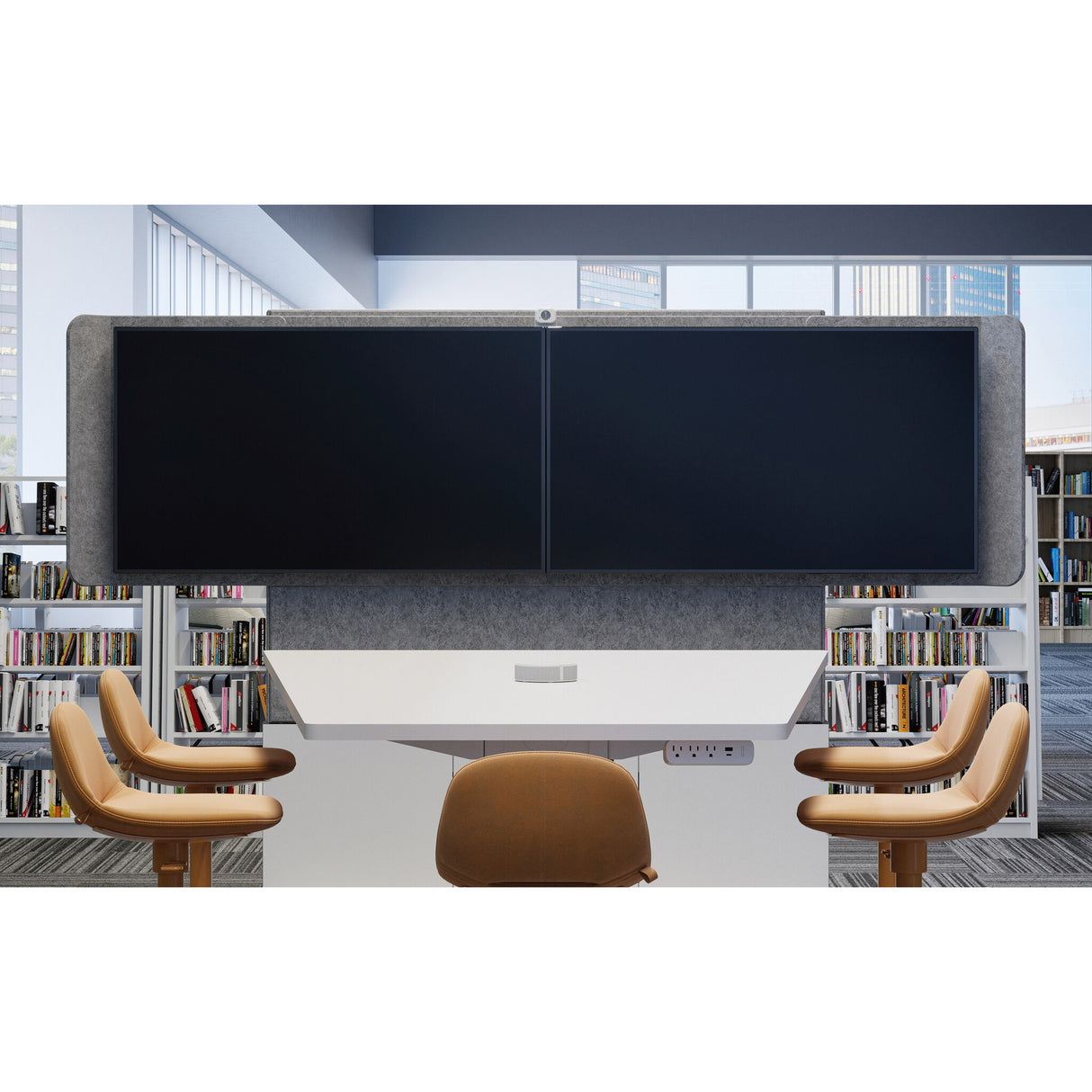 Middle Atlantic ForumTM Free-Standing 66" (3 Bay) Display Stand for (2) 66" to 75" Displays, Light Finish