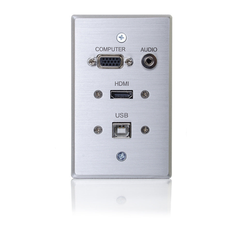 C2G HDMI, VGA, 3.5mm Audio and USB Pass Through Single Gang Wall Plate - Aluminum