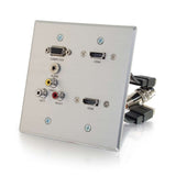 C2G RapidRun VGA, Stereo Audio, Composite Video and RCA Stereo Audio Double Gang Wall Plate - LIMITED AVAILABILITY
