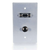 C2G VGA and 3.5mm Audio Pass Through Single Gang Wall Plate - Brushed Aluminum - LIMITED AVAILABILITY