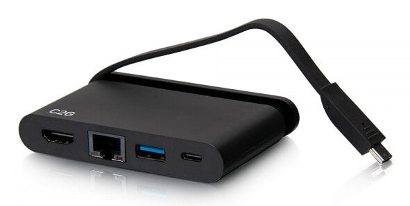 C2G USB-C 4-in-1 Compact Dock with HDMI, USB-A, Ethernet, and USB-C Power Delivery up to 100W - 4K 30Hz