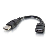 C2G 6 inch USB 2.0 A Male to A Female Extension Cable