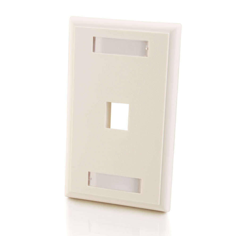 C2G One Keystone Single Gang Wall Plate - White