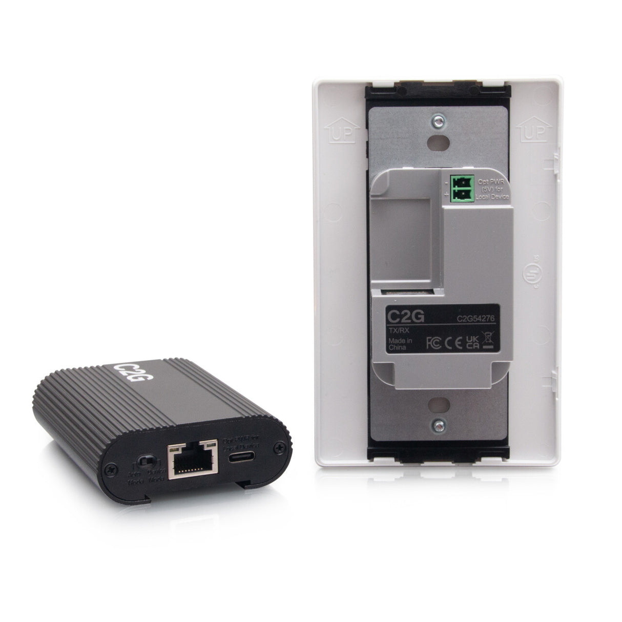 C2G Superbooster® USB Camera Extender Over Cat Single Gang Wall Plate to Box Kit