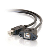 C2G 1ft (0.3m) Panel-Mount USB 2.0 B Female to B Male Cable