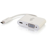 C2G USB-C® to VGA Video Multiport Adapter with Power Delivery up to 60W - White