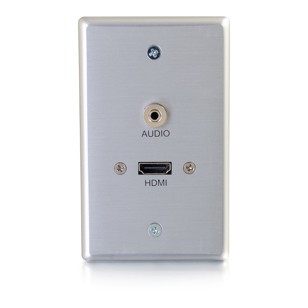 C2G HDMI® and 3.5mm Audio Pass Through Single Gang Wall Plate - Brushed Aluminum