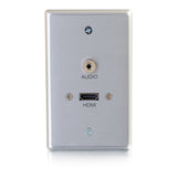 C2G HDMI® and 3.5mm Audio Pass Through Single Gang Wall Plate - Brushed Aluminum