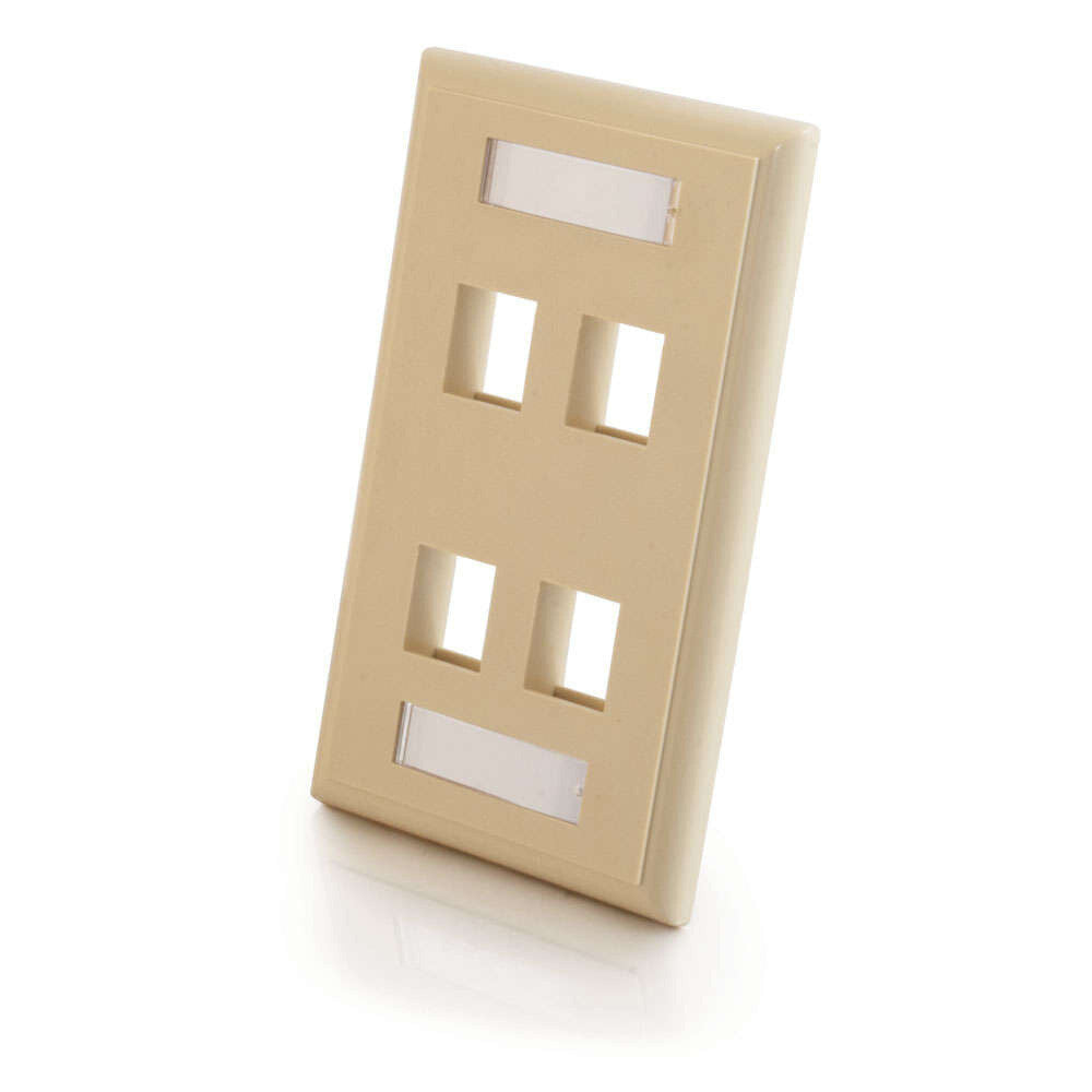 C2G Four Port Keystone Single Gang Wall Plate - Ivory