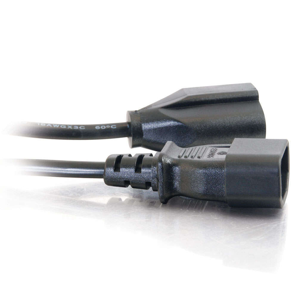 C2G 1ft (0.3m) 18 AWG Monitor Power Adapter Cord (IEC320C14 to NEMA 5-15R)