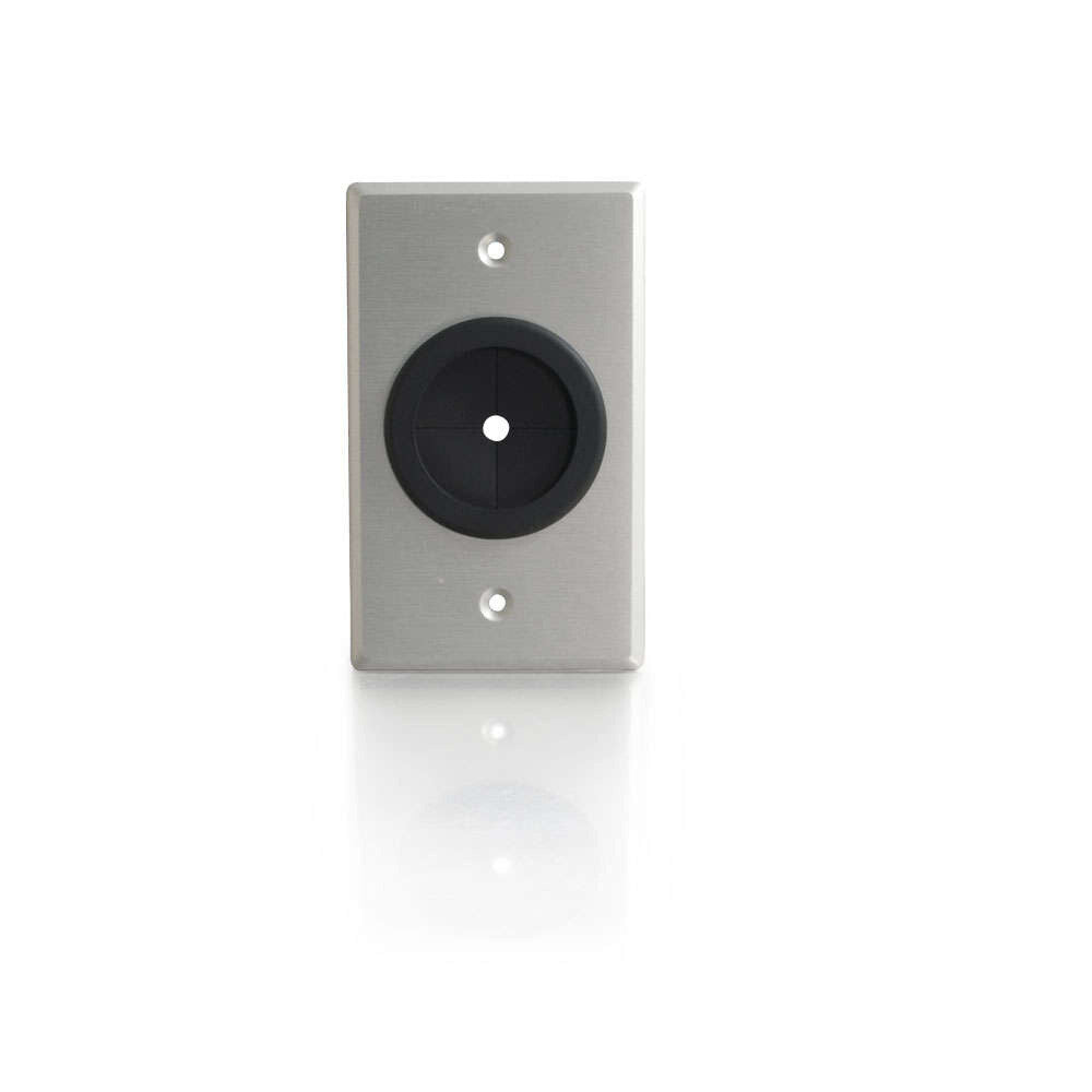 C2G 1.5in Grommet Cable Pass Through Single Gang Wall Plate - Brushed Aluminum