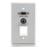 C2G VGA and 3.5mm Audio Pass Through Single Gang Wall Plate with One Keystone - Brushed Aluminum - LIMITED AVAILABILITY