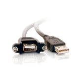C2G 1ft (0.3m) Panel-Mount USB 2.0 A Male to A Female Cable