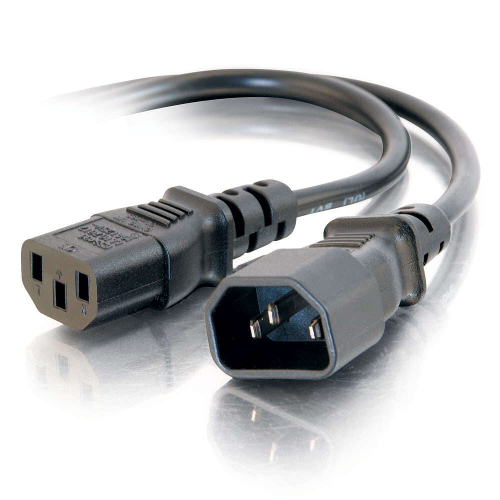 C2G 8ft (2.4m) 16 AWG 250 Volt Computer Power Extension Cord (IEC320C14 to IEC320C13) (TAA Compliant)
