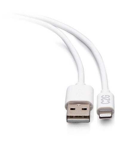 C2G 10ft (3m) USB-A Male to Lightning Male Sync and Charging Cable - White