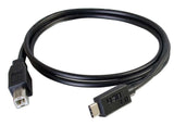 C2G 6ft, USB 2.0 Type C, USB B USB cable 1.83 m USB C Black