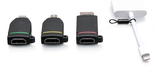 C2G Retractable Universal Mount 4K HDMI® Adapter Ring with Color Coded Mini DisplayPort™, DisplayPort, USB-C®, and Lightning