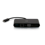 C2G USB-C® to HDMI®, VGA, USB-A, and RJ45 Multiport Adapter - 4K 30Hz - Black