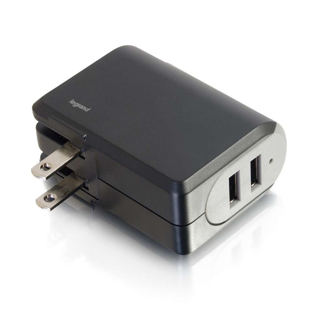 C2G 2-Port USB Wall Charger - AC to USB Adapter, 5V 4.8A Output
