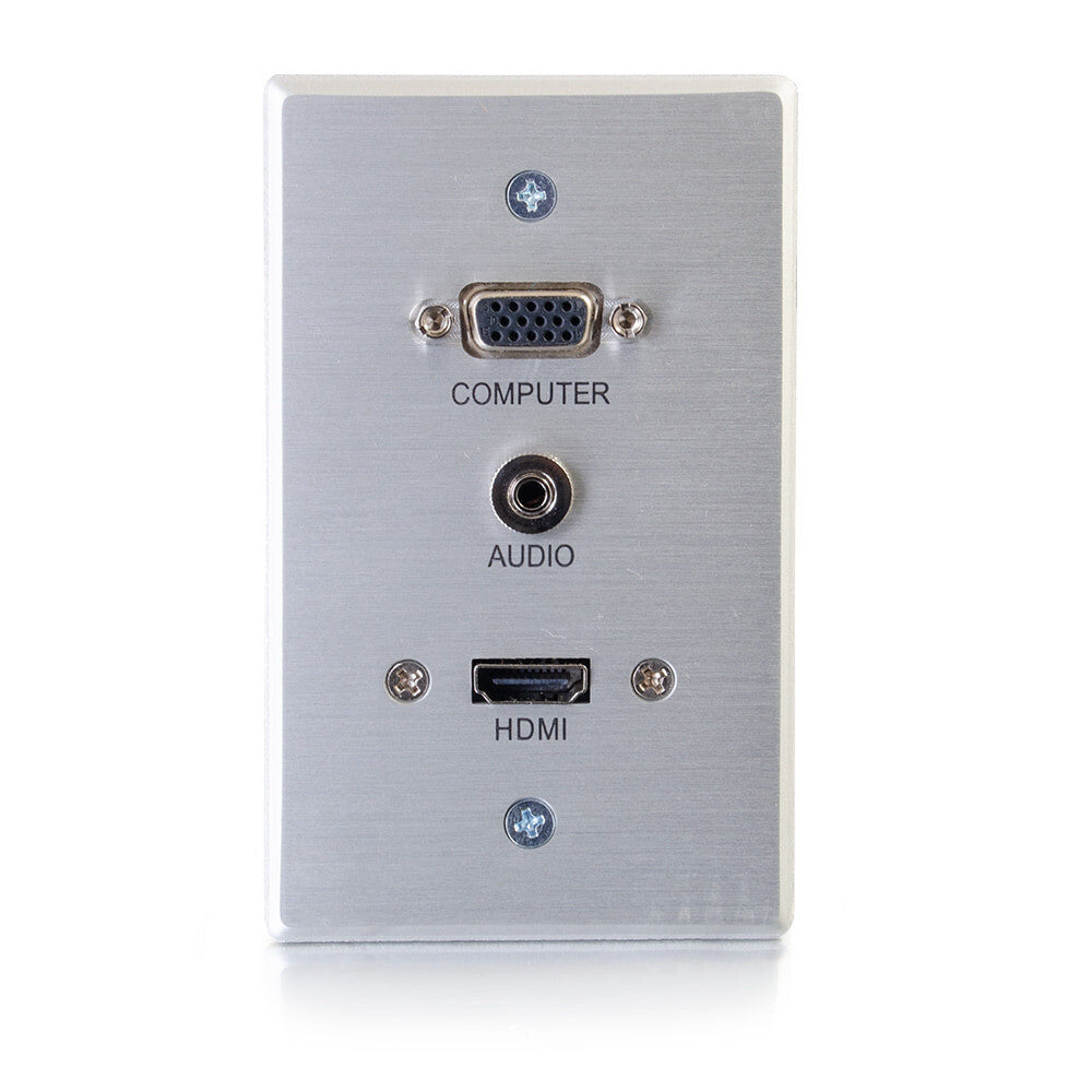 C2G HDMI, VGA plus 3.5mm Pass Through Single Gang Wall Plate - Aluminum