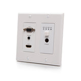 C2G HDMI® HDBaseT + VGA , 3.5mm, RS232, and IR over Cat Extender Dual Gang Wall Plate Transmitter - 4K 60Hz