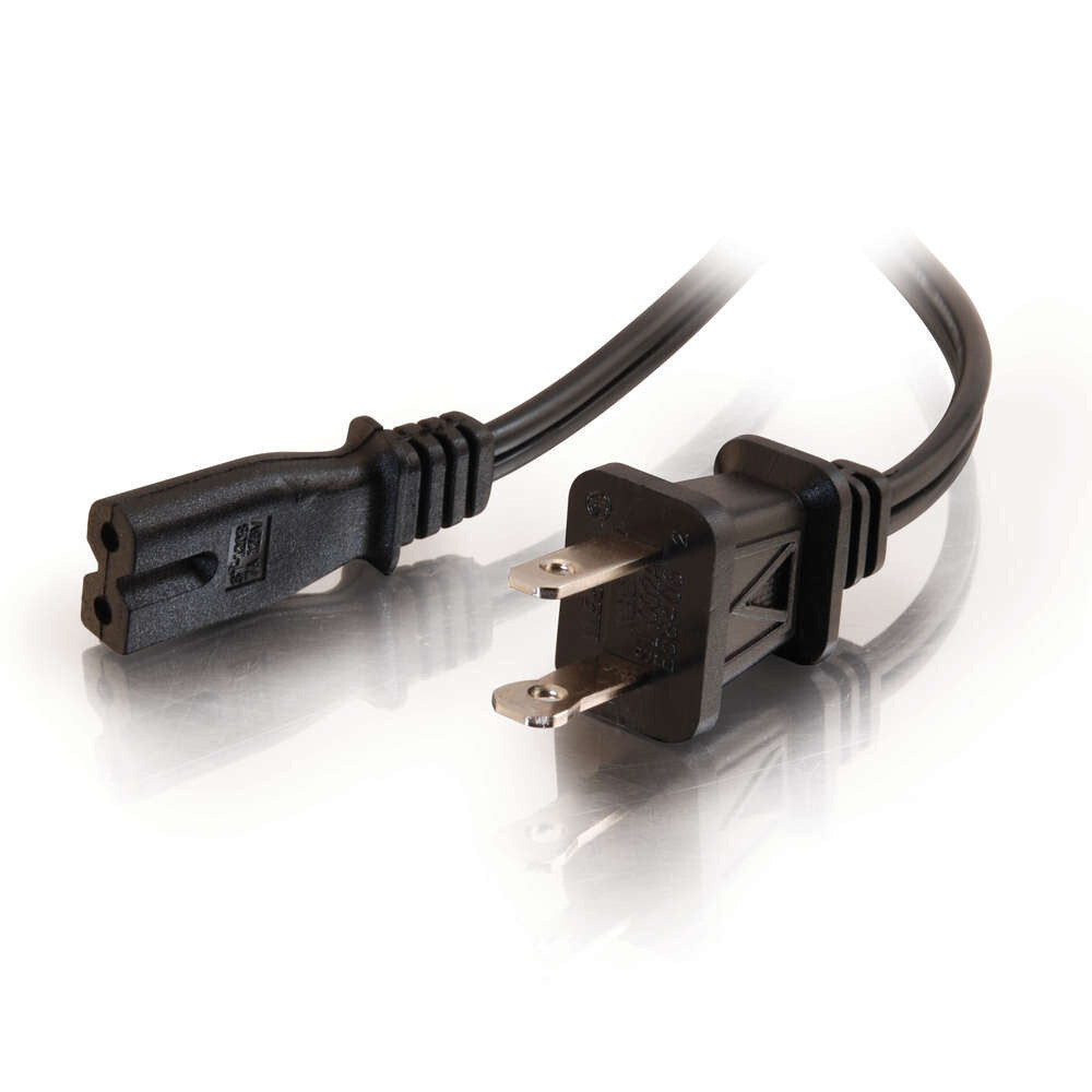 C2G 6ft (1.8m) 18 AWG 2-Slot Polarized Power Cord (NEMA 1-15P to IEC320C7)
