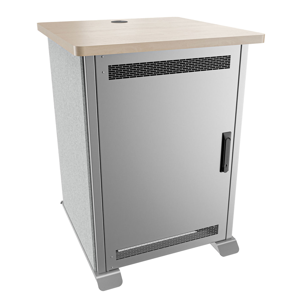 Middle Atlantic Forum ForumTM Side Cart Rack, 16RU, 27" Deep, Wilsonart® Designer White, White Powdercoat, Silver Gray Felt
