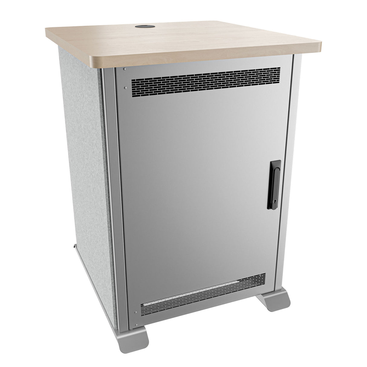 Middle Atlantic Forum ForumTM Side Cart Rack, 20RU, 27" Deep, Wilsonart® Kensington Maple, Magnesium Powdercoat, Silver Gray Felt