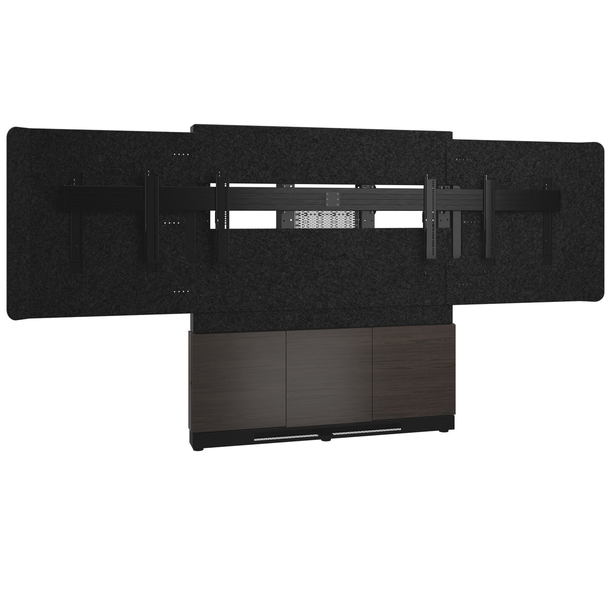 Middle Atlantic ForumTM Floor-to-Wall Mounted 66" (3 Bay) Display Stand for (2) 56" to 65" Displays, Dark Finish