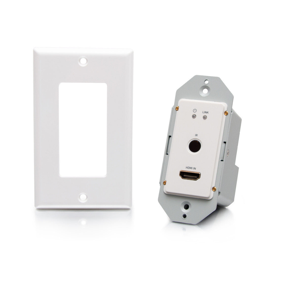 C2G HDMI® HDBaseT + RS232 and IR over Cat Extender Single Gang Wall Plate Transmitter to Ultra-Slim Box Receiver - 4K 60Hz