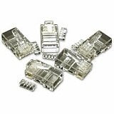 C2G RJ45 Cat5E Modular Plug for Round Solid/Stranded Cable 100pk wire connector RJ-45 Transparent