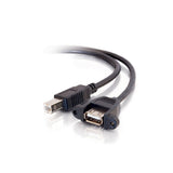 C2G 2ft (0.6m) Panel-Mount USB 2.0 A Female to B Male Cable