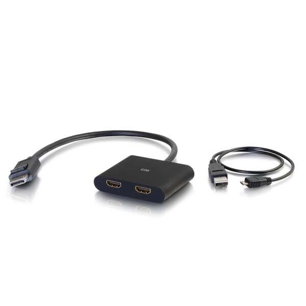 C2G 54293 video cable adapter DisplayPort 2 x HDMI + USB Micro-B Black