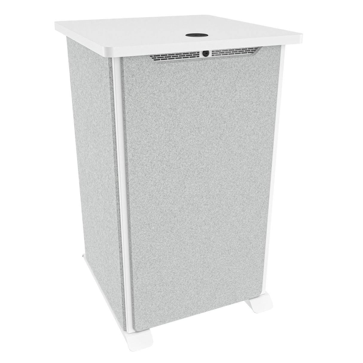 Middle Atlantic Forum ForumTM Side Cart Rack, 20RU, 27" Deep, Wilsonart® Designer White, White Powdercoat, Silver Gray Felt
