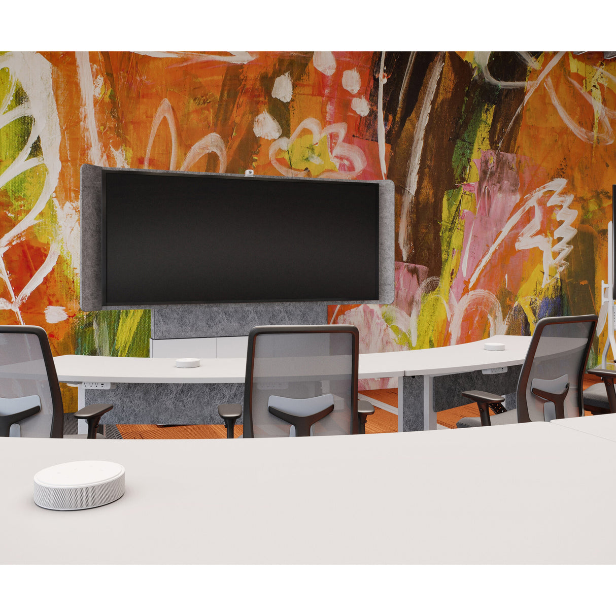 Middle Atlantic ForumTM Floor-to-Wall Mounted 66" (3 Bay) Display Stand for (1) 105" 21:9 Ultra-Wide Display, Light Finish