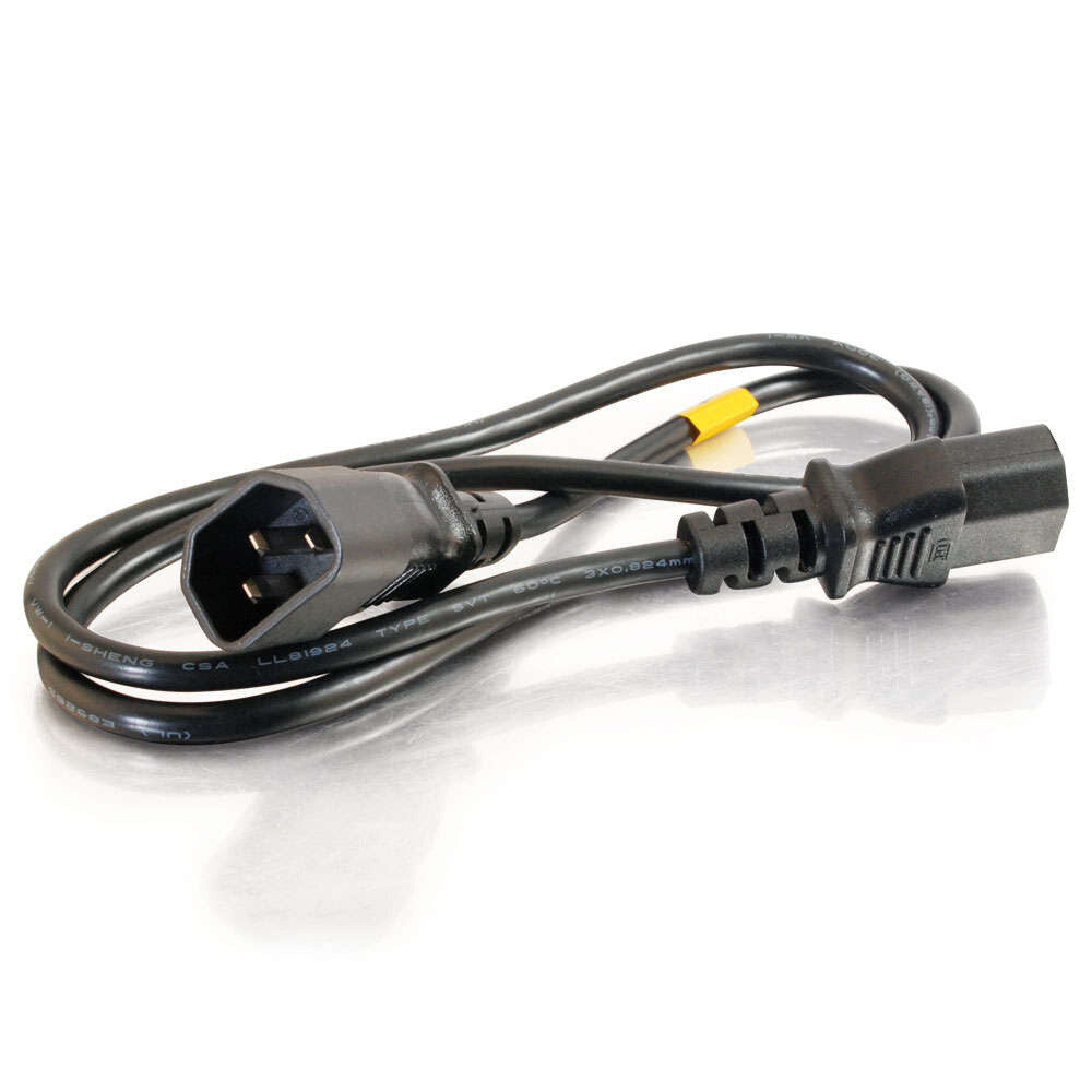 C2G 8ft (2.4m) 16 AWG 250 Volt Computer Power Extension Cord (IEC320C14 to IEC320C13) (TAA Compliant)