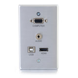 C2G RapidRun VGA + 3.5mm + HDMI and USB Pass Through Single Gang Wall Plate