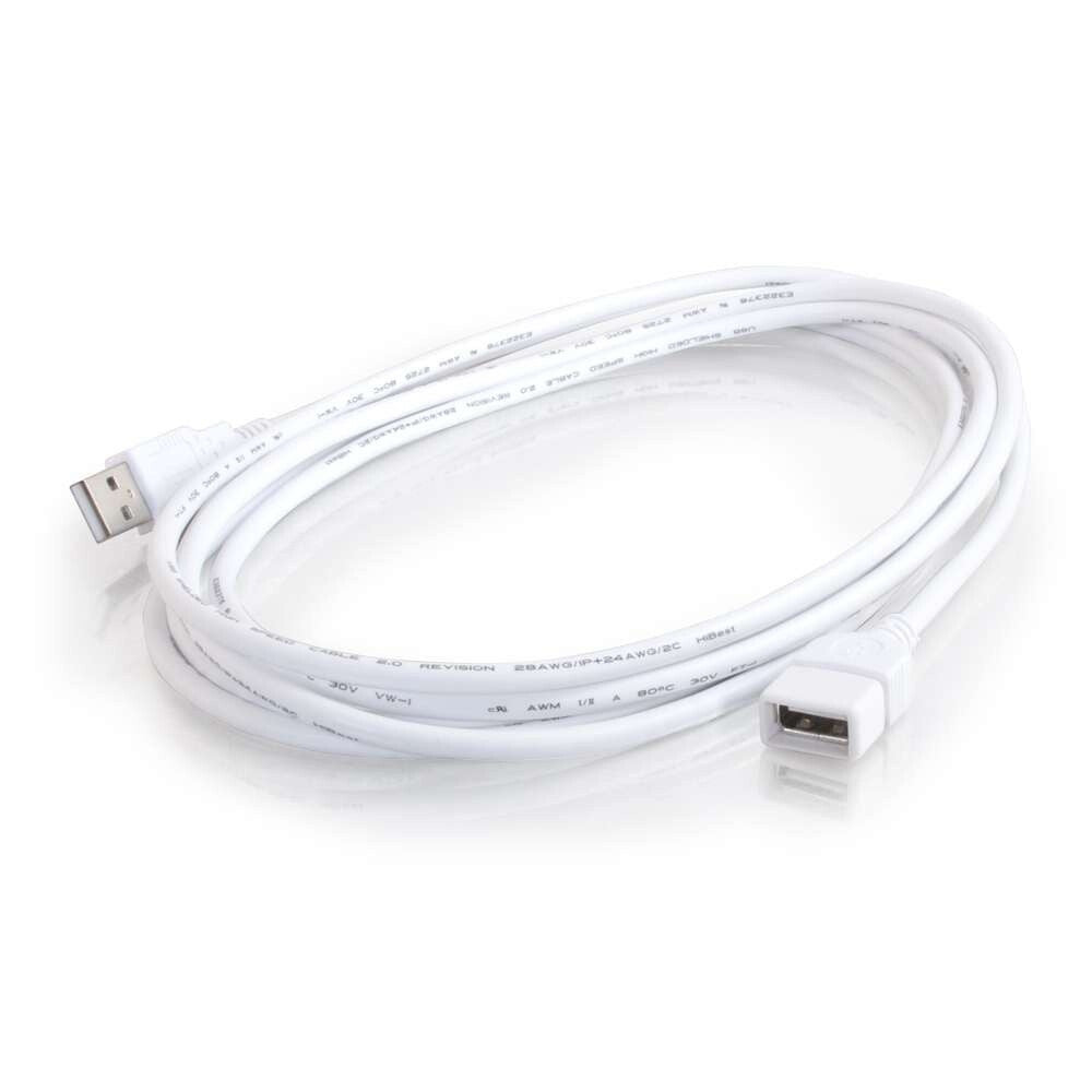 C2G 3.3ft (1m) USB 2.0 A Male to A Female Extension Cable - White