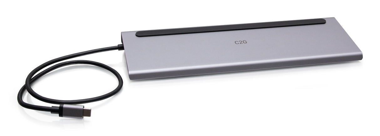 C2G USB-C 10-in-1 Triple Display Docking Station with HDMI, DisplayPort, VGA, Ethernet, USB, SD Card Reader, 3.5mm Audio and Power Delivery up to 100W - 4K 30Hz