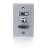 C2G HDMI, VGA and 3.5mm Audio Pass Through Single Gang Wall Plate - Brushed Aluminum