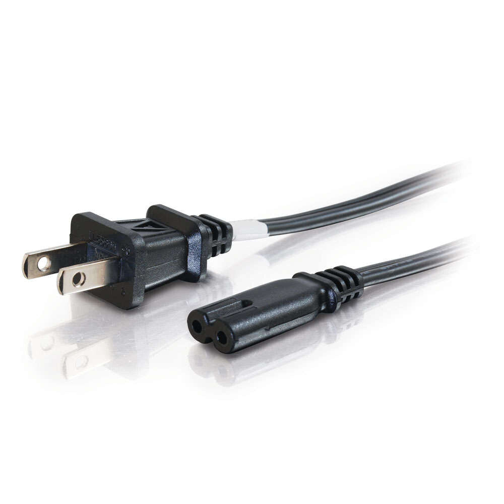 C2G 6ft (1.8m) 18 AWG 2-Slot Non-Polarized Power Cord (NEMA 1-15P to IEC320C7)