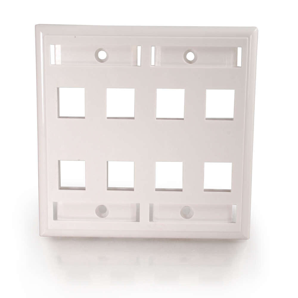 C2G 8-Port Double Gang Multimedia Keystone Wall Plate - White