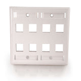 C2G 8-Port Double Gang Multimedia Keystone Wall Plate - White