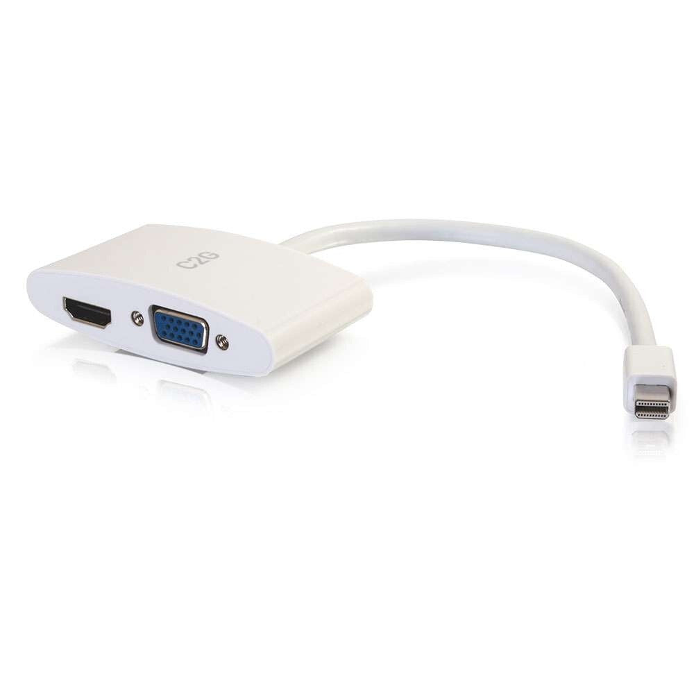 C2G 8in Mini DisplayPortTM Male to 4K HDMI® or VGA Female Adapter Converter - White