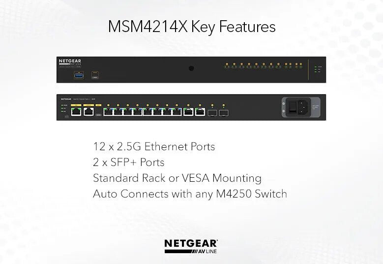 NETGEAR M4250-12M2XF Managed L2/L3 2.5G Ethernet (100/1000/2500) 1U Black