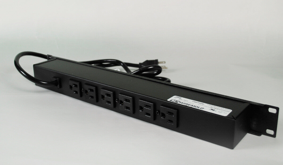 WIREMOLD 6-REAR OUTLET POWER STRIP19" RACKMOUNT 15AMP 120V6'CORD BLACK