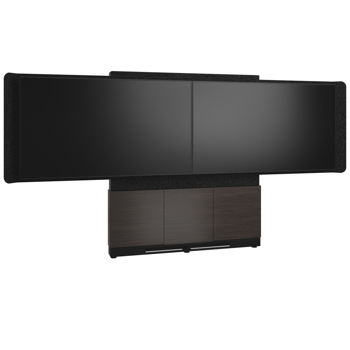 Middle Atlantic ForumTM Floor-to-Wall Mounted 66" (3 Bay) Display Stand for (2) 56" to 65" Displays, Dark Finish